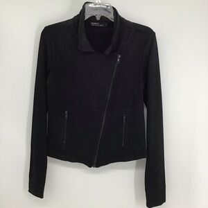 Benjamin Jay Stretch Knit Moto Style Zip-Up Black Jacket Casual Career Size S
